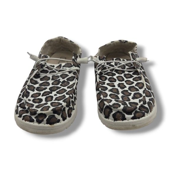 Hey‎ Dude Wendy Shoes Womens 12 Leopard Chambray White - Picture 3 of 9